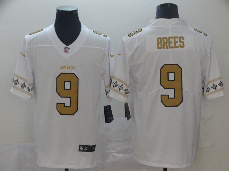 Men New Orleans Saints 9 Brees White team logo cool edition NFL Jerseys